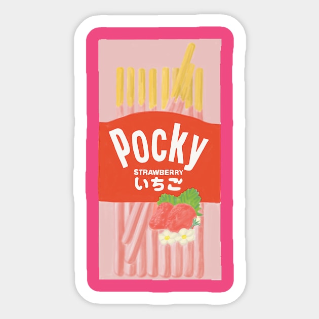 Strawberry flavor pocky Sticker by isarol